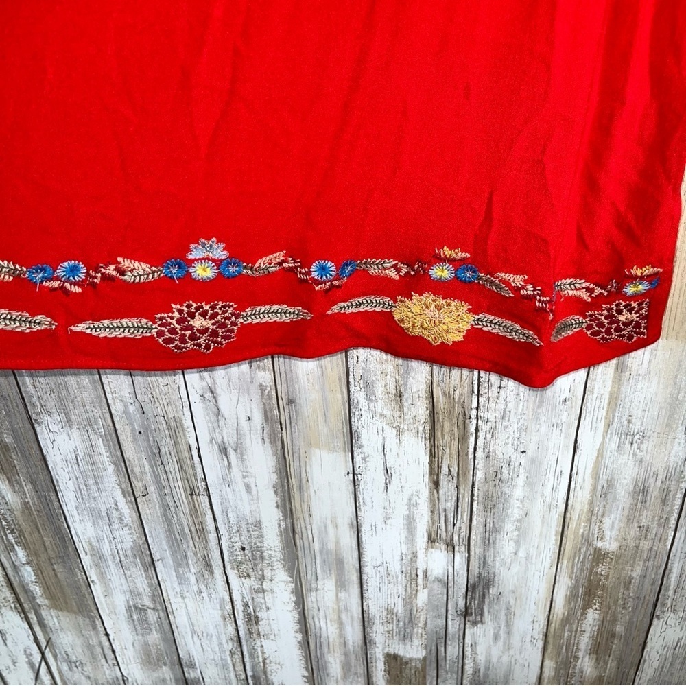 Entro Embroidered Floral Red Blouse - Picture 6 of 7